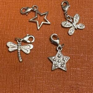 Child’s charms lot, clip on chain, backpack, zippers, even shoe string charms